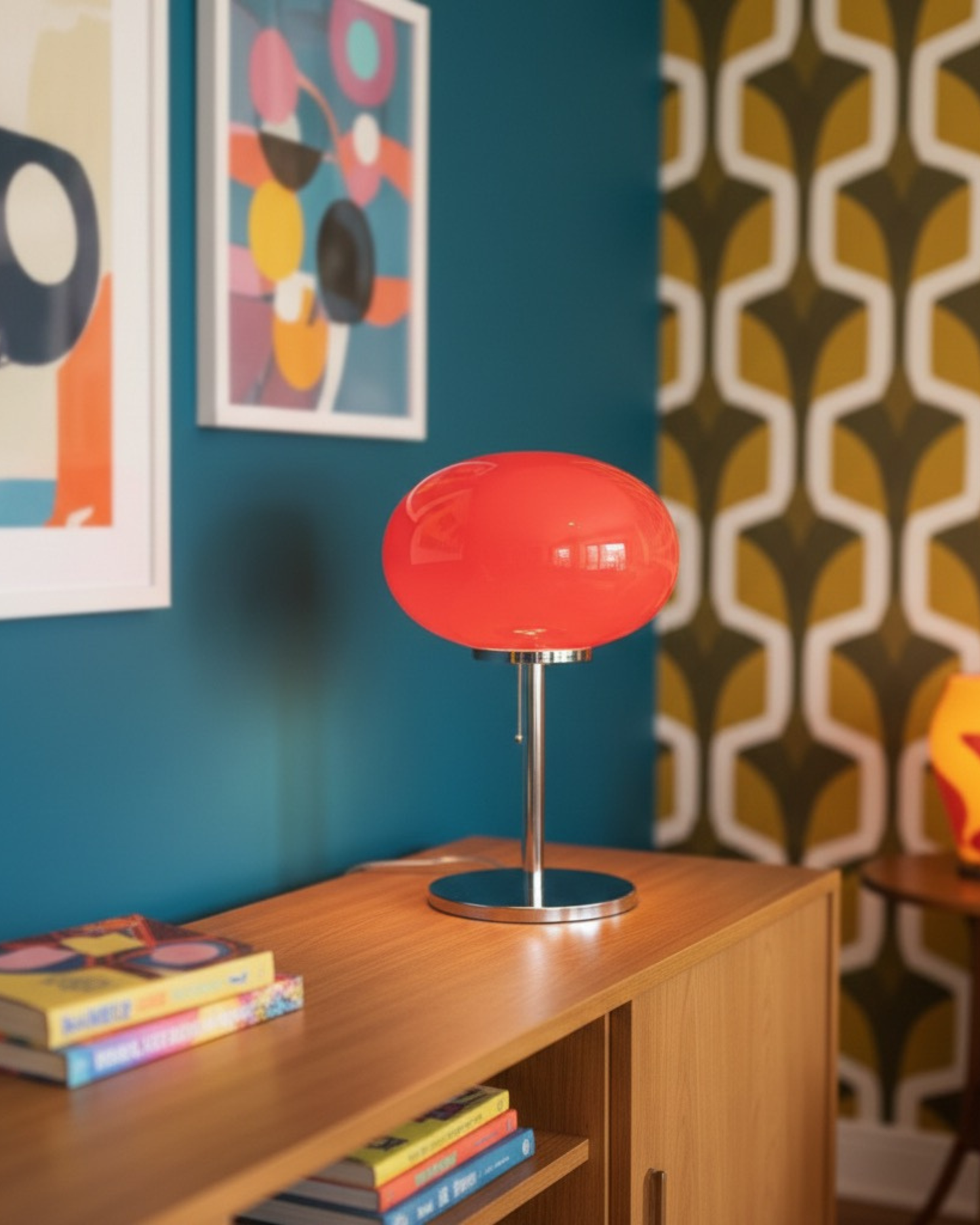 orange lampe vintage mid century pilzlampe metal